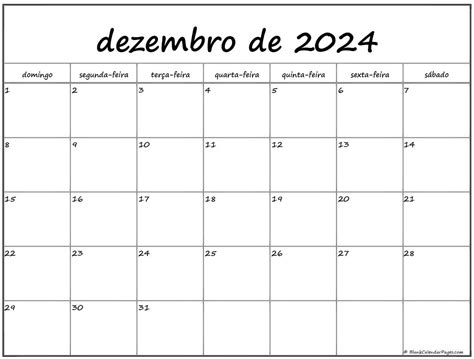 calendário dezembro 2024